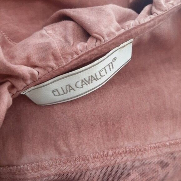 ELISA CAVALETTI Italy Button Down Boho Lace Ruffle Blouse Rust Red Sz M - Picture 9 of 10